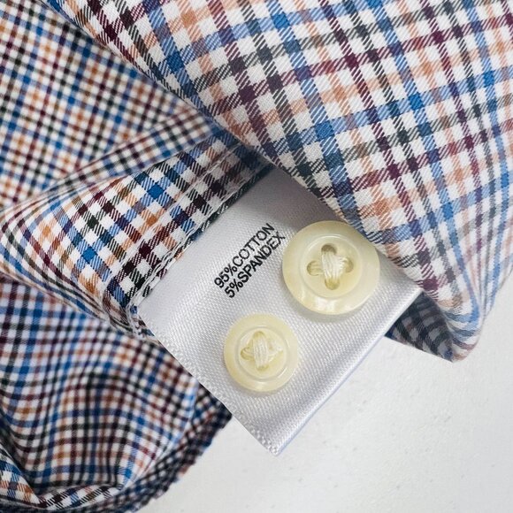 Peter Millar Shirt XL Anderson Blue Tattersall Button Up Shirt Check Black Tan - Picture 6 of 9